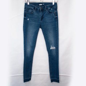 Old Navy Rockstar Super Skinny Jeans Womens 0 Blue Distressed Raw Hem F03X